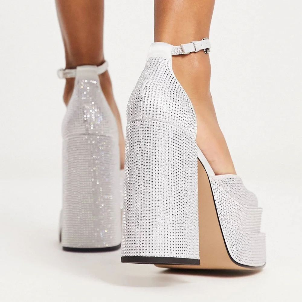 New Steve Madden Charlize double platform shoes in crystal size 6.5 rhinestone